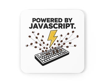 Powered by JavaScript Cork Back Coaster | Keyboard Coffee Splash Design