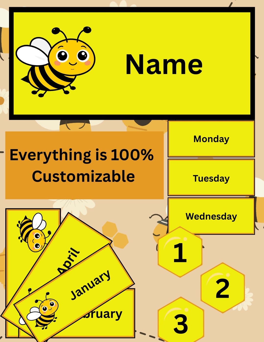 Months. Days of the Week and Name Tags for Cubbys - Etsy