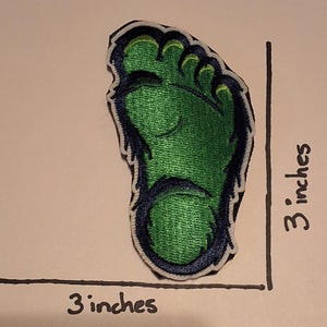 Pie de Bigfoot verde 3 en parche de velcro con gancho lateral