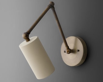Sconce Light-Brass Wall Sconce-Adjustable Arm-Cylinder Shade