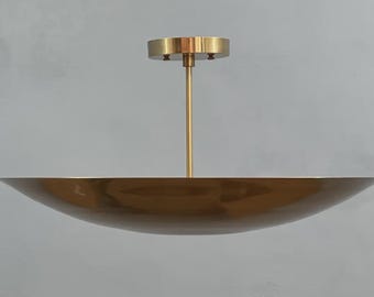 Lámpara de araña Sputnik de 6 luces – Lámpara de techo empotrada de latón de estilo moderno de mediados de siglo