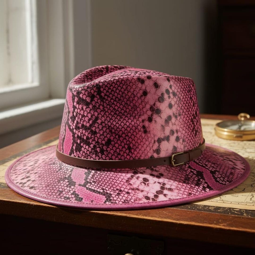 Snake Hat Pattern Snake Print Leather Hat Exotic Snakeskin Pattern Cowboy Festival Unisex ...