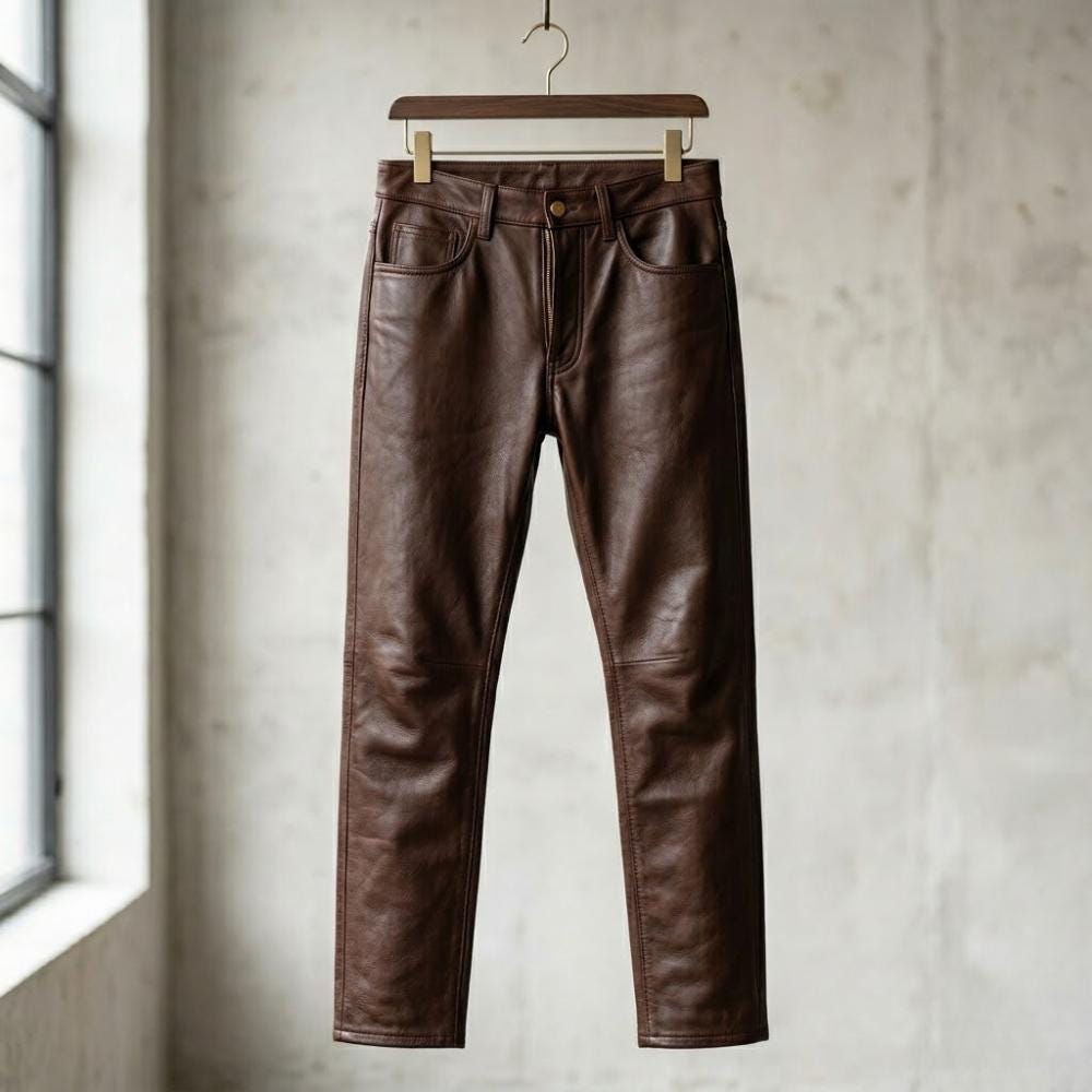 Men Genuine Leather Pant Handmade Brown Leather Trousers Biker Motorcycle Style Pants Custom Apparel