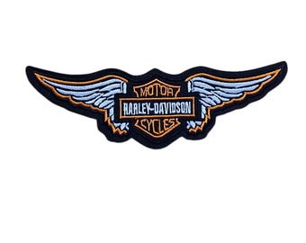 Toppa da motociclista alata, toppa per schiena da motociclista in stile Harley, stemma ricamato termoadesivo per gilet