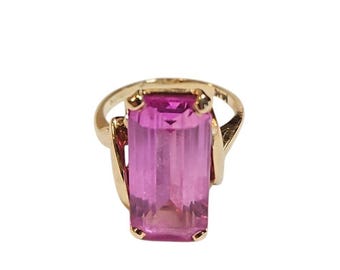 14K Gold Kunzite Ring – Blush Pink Gemstone, Size 6