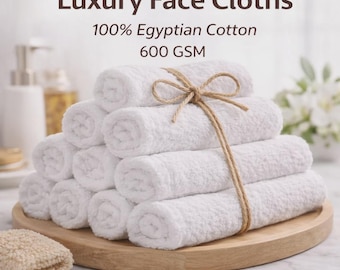 Luxury Face Cloths 100% Egyptian Cotton 600 GSM Soft Face Wash Cloth Gym Towel