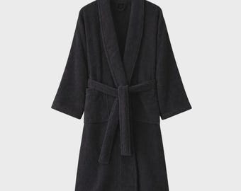 Luxury Cotton Terry Bathrobe Unisex Spa Robe Soft Absorbent Dressing Gown Hotel Quality