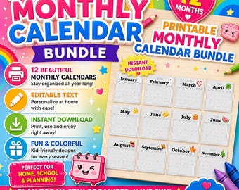 Maandkalenderbundel 2026 | Minimalistische planner (pdf-download)