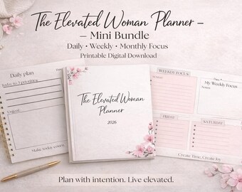 Elegant miniplanerarepaket | Daglig, veckovis, månadsvis produktivitet (digital nedladdning)