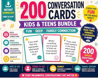 200 tarjetas de conversación para niños y adolescentes, preguntas para juegos familiares (PDF)