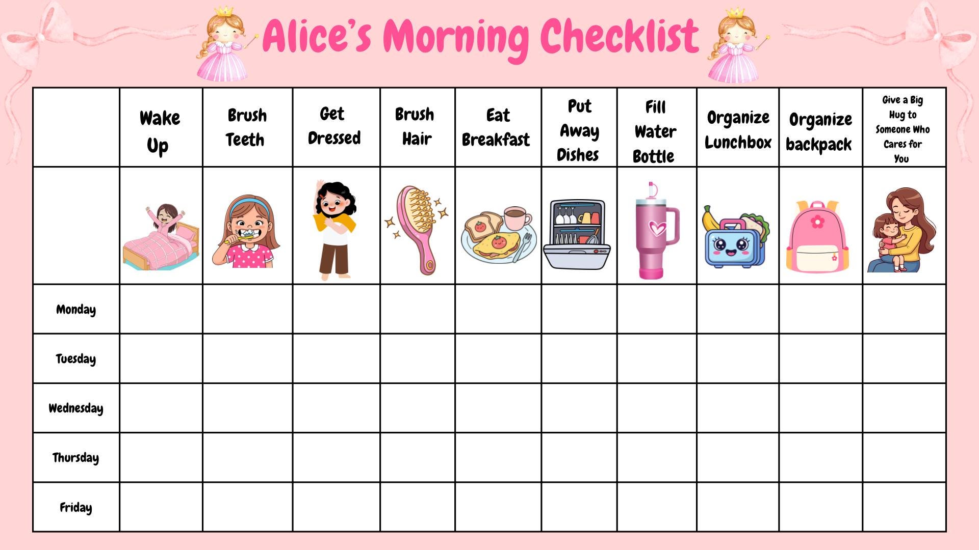 Toddler Girls Routine Chart | ADHD Friendly | Unicorn Princess Rainbow ...