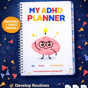 Planificador para niños con TDAH de 4 a 7 años: concentración, rutina y recompensas (descarga digital)