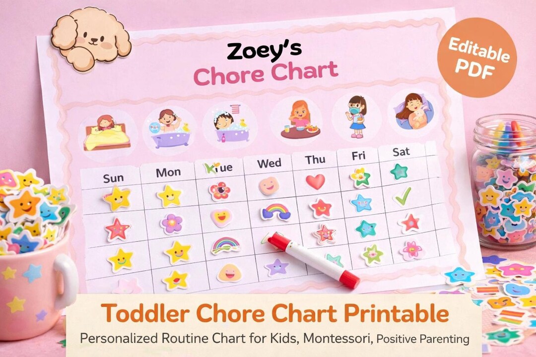 Toddler Routine Chart Printable | Visual Schedule for Kids (editable ...