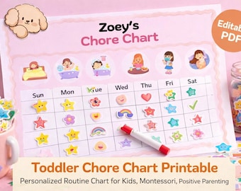 Tabla de rutinas para niños pequeños imprimible/programa visual para niños (PDF editable)