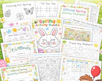 Lenteactiviteitenbundel voor kinderen van 4-8 jaar | Paaskleuren, doolhoven en overtrekken (digitale download)