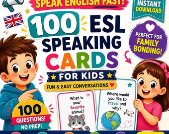 ESL Speaking Cards for Kids | 100 Questions | English Practice Printable