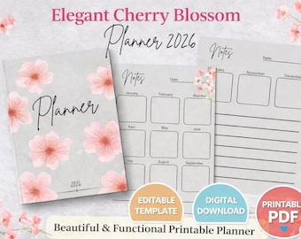 Agenda elegante "Flor de Cerezo 2026" / Productividad digital (PDF) (GoodNotes)