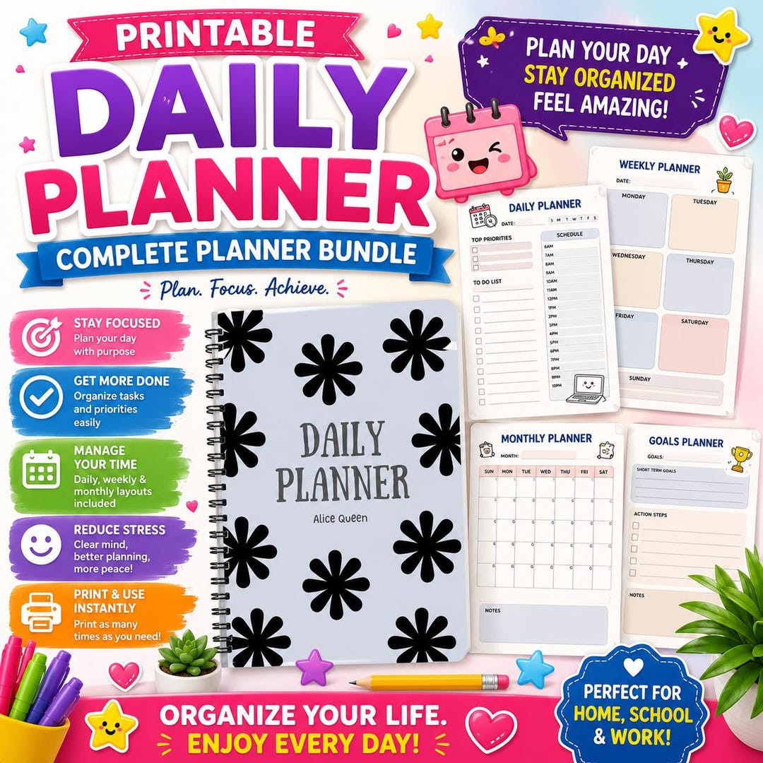 Student Planner Bundle | Yearly, Monthly, Weekly, Daily Study Organizer ...