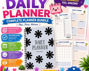 Student Planner Bundle | Yearly, Monthly, Weekly, Daily Study Organizer (Printable PDF)
