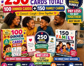 Paquete de 250 tarjetas para conversaciones familiares / Actividad imprimible para fortalecer los lazos familiares / Descarga instantánea en PDF