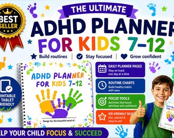 ADHS Kalender für Kids 7-12 | Alltags-Fokus, Routine, Exekutivfunktion Workbook (Digitaler Download)