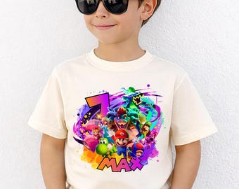 Custom Name Mario Galaxy Birthday Shirt, Nintendo World Family Holiday Tee, Universal Orlando Birthday Gift, Mario Bros Party Kids Gift
