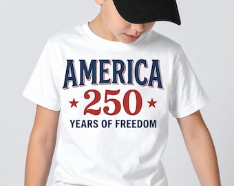 Camiseta infantil del 250 aniversario de los Estados Unidos de América, camiseta para niños pequeños, camiseta infantil con diseño patriótico de EE. UU., regalo del Día de la Independencia del 4 de julio.