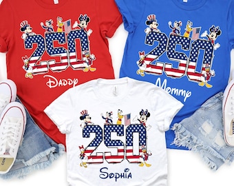 Custom Disney 250 Years Of America Shirt, Mickey Friends USA 250th Anniversary Tee, Patriotic Family Sweatshirt, Freedom Anniversary Gift