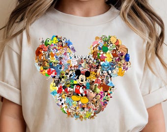 All Disney Characters Inside Mickey Head T-Shirt, Mickey Mouse Sweater, Disneyland Shirt, Disney Family Matching Tee, Magic Kingdom Shirt