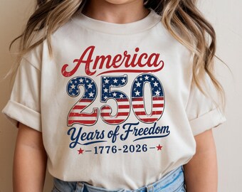 Camiseta infantil del 250 aniversario de los Estados Unidos de América, camiseta para niños pequeños, camiseta infantil con diseño patriótico de EE. UU., regalo del Día de la Independencia del 4 de julio.