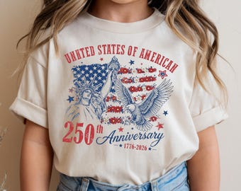 Camiseta del 250 aniversario de EE. UU. (1776-2026), camiseta de feliz 250 aniversario para la familia, camiseta infantil patriótica con dibujos de EE. UU., regalo del Día de la Independencia del 4 de julio.