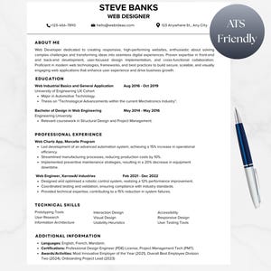 Clean Resume Template Google Docs, Word & Pages, Web Developer Resume, Simple Modern Smooth Template, Minimal Resume Template, Software Dev.