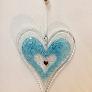 Fused Glass Hanging Bubble Heart