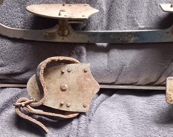 Antique Joh. Pet. Becker Jr Curly Skates, Late 1800s Leather Strap Ice Skates