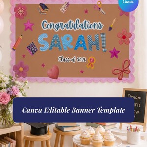 Editable Graduation Banner Template | embroidery patch work design | Hand-Painted Style, Class of 2026 Decor (Digital Download)
