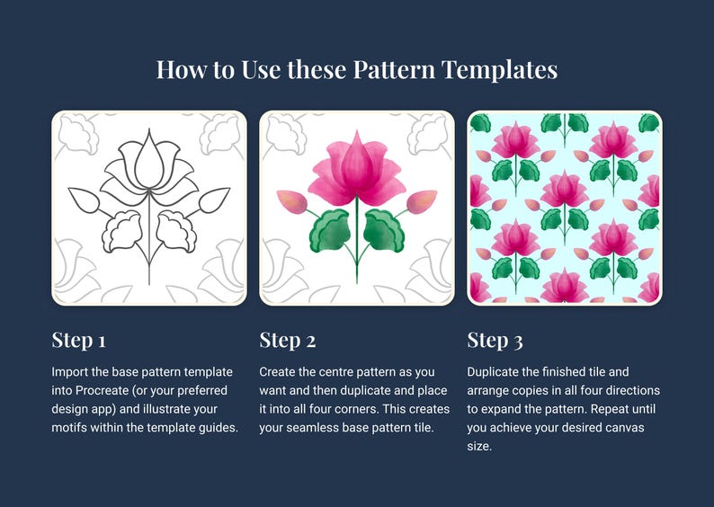 Seamless Pattern Guides | Repeatable Pattern Templates for Procreate Beginner | Set of 4 image 2