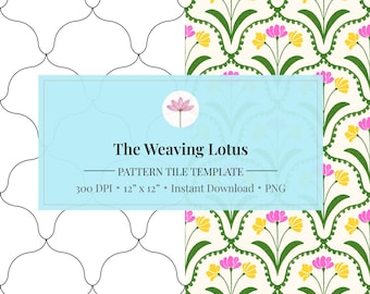 Seamless Pattern Guides (Diamond, Ogee, Scallop, Moroccan, Quatrefoil) | Repeatable Pattern Templates for Procreate Beginner