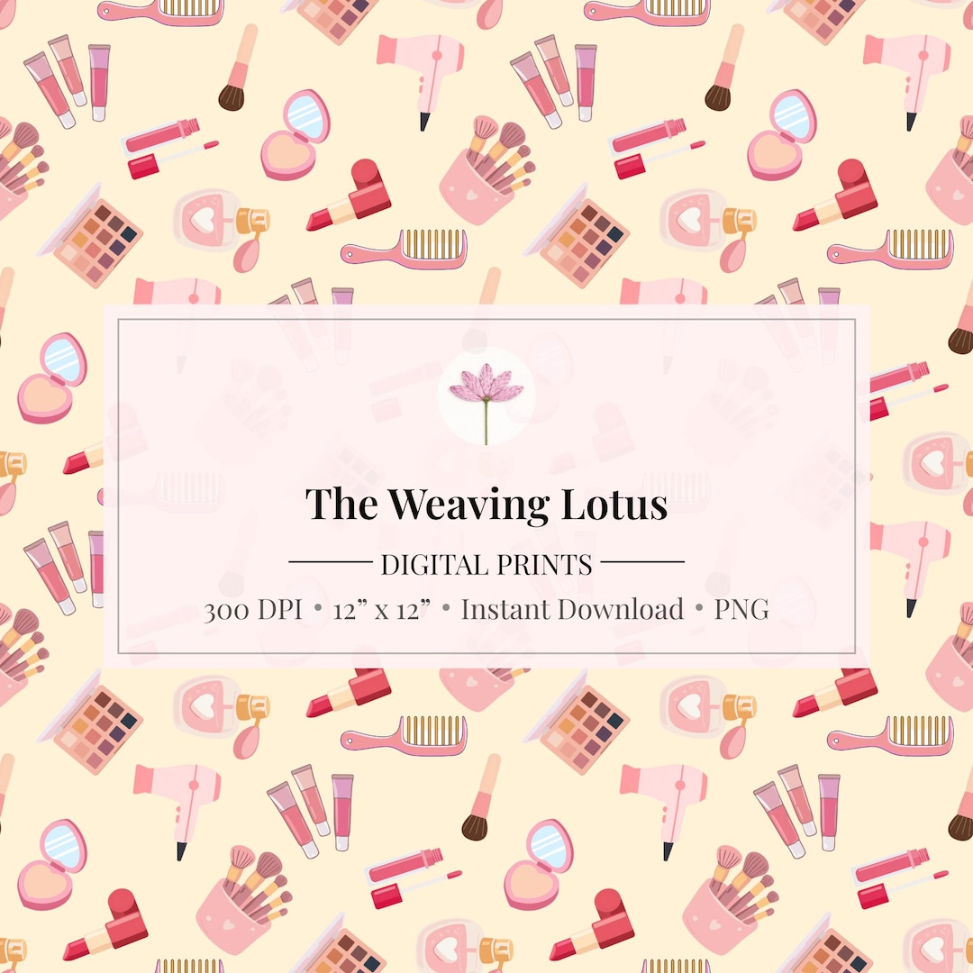 Seamless Makeup Pattern Bundle, Beauty Digital Paper, Cosmetic Repeat ...