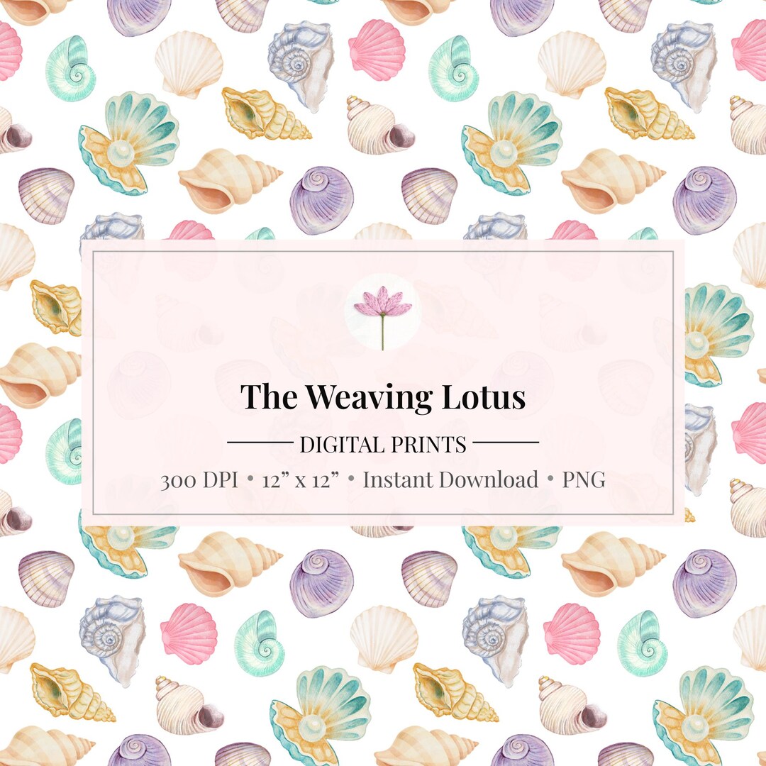Seashell Seamless Pattern – Pastel Ocean Shell Illustration Digital ...