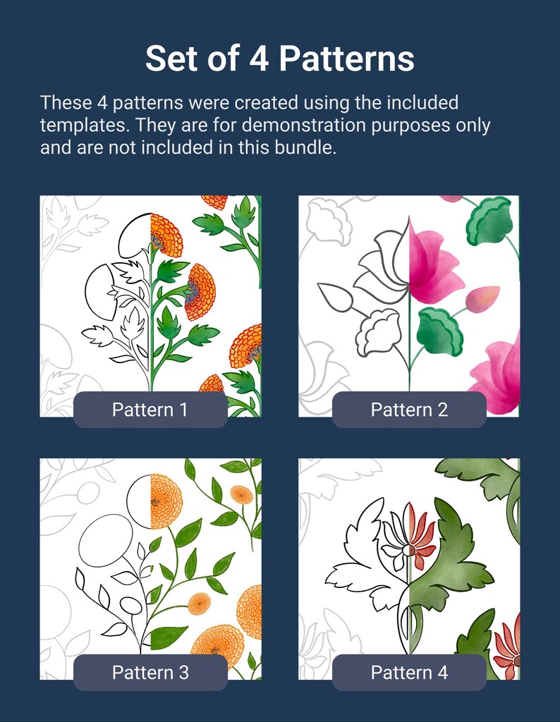 Seamless Pattern Guides | Repeatable Pattern Templates for Procreate Beginner | Set of 4 image 3