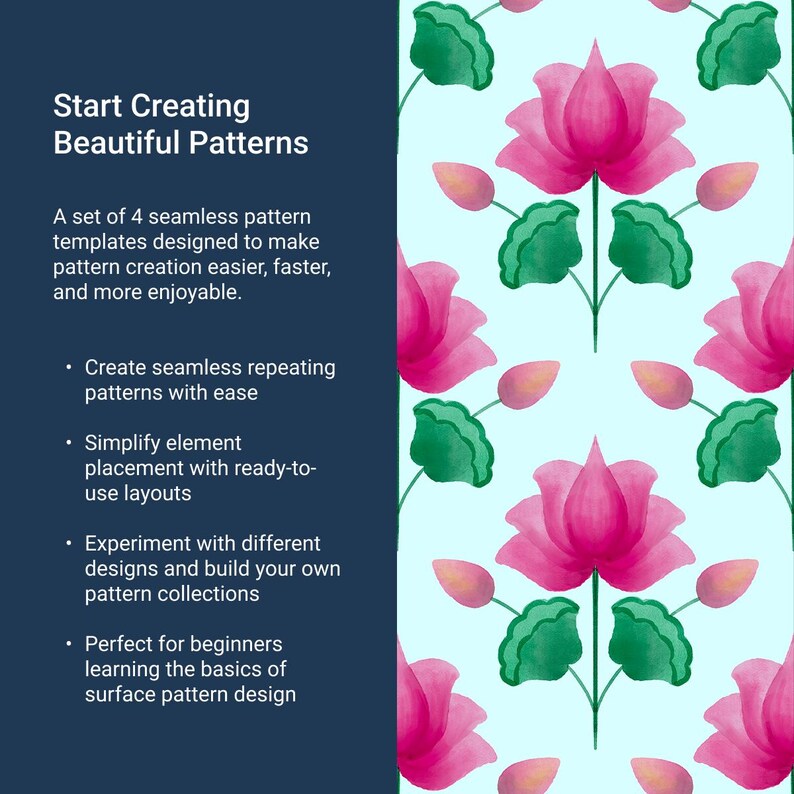 Seamless Pattern Guides | Repeatable Pattern Templates for Procreate Beginner | Set of 4 image 9