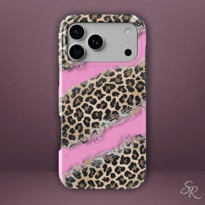 Pink Leopard Slash Phone Case, Animal Print MagSafe iPhone Cover, Cheetah Samsung Galaxy Case, Big Cat Google Pixel Case, Y2K Aesthetic