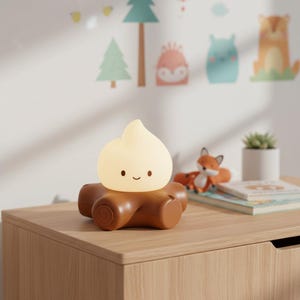 Luminária Noturna de Fogueira Sorridente | Abajur LED Fofo para Quarto Infantil | Decoração de Cabeceira para Berçário