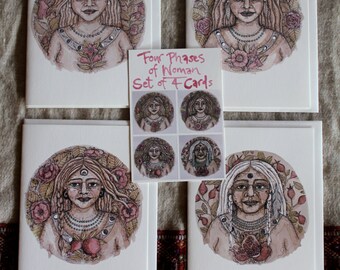 Four Phases of Woman- Set of 4 Cards