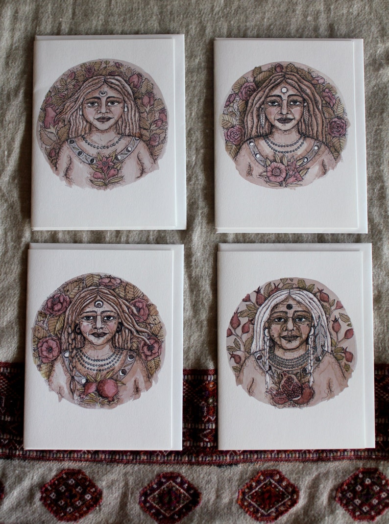 Four Phases of Woman Set of 4 Cards image 2