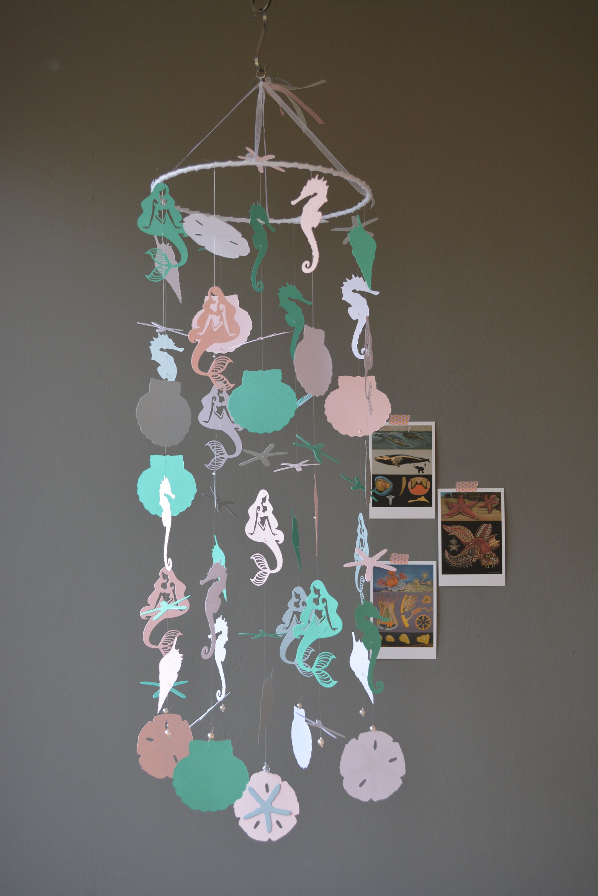 Mermaid nursery mobile or baby mobile from grey white soft Etsy