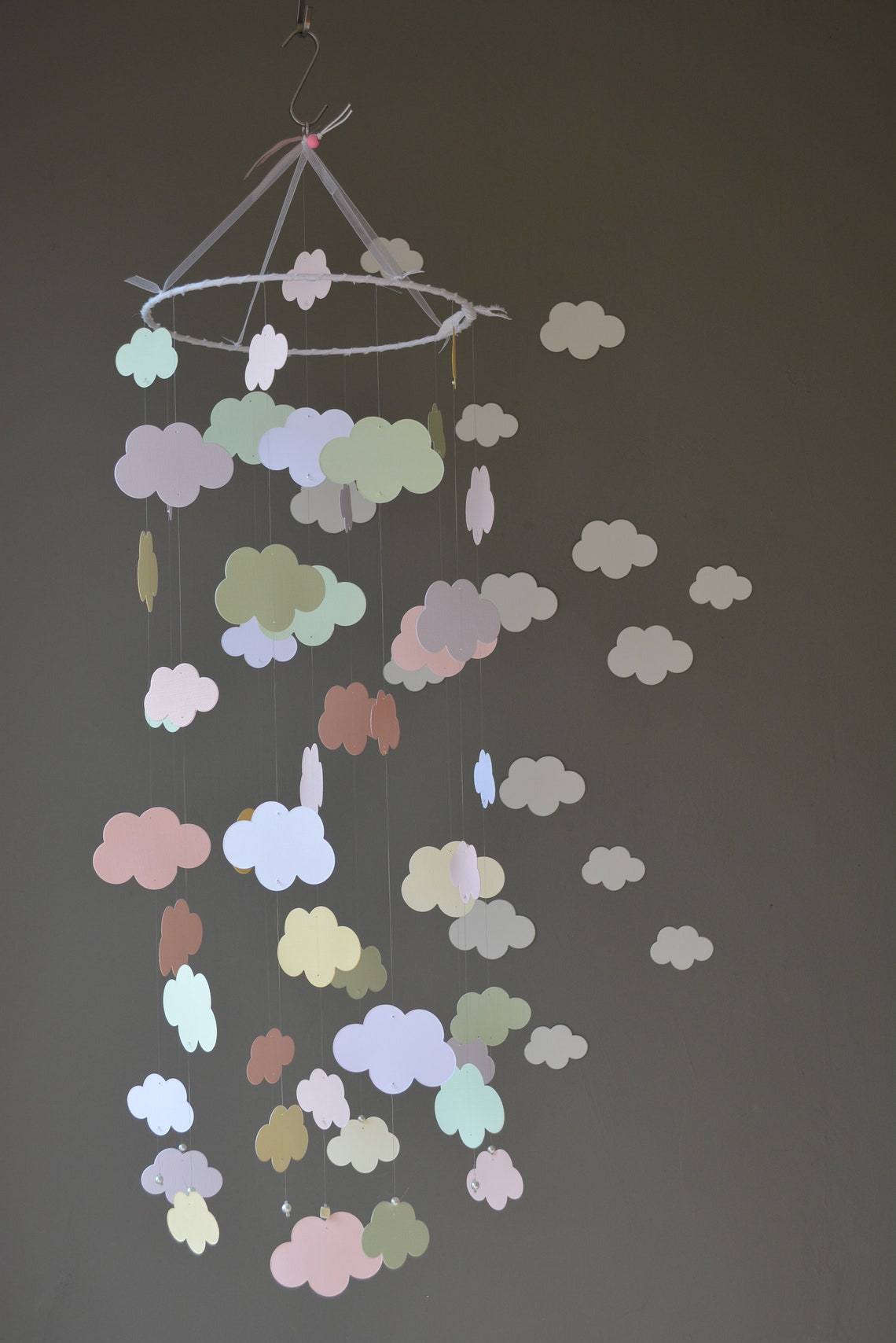 Cloud baby mobile / nursery mobile made from pastel colors Etsy
