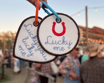 Lucky Me Horseshoe Purse Charm | Heart and Circle Luck Bag Tags | Color Hardware