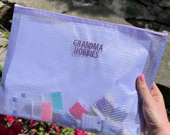 Custom Embroidered Anxity Pouch | Personalized Mesh Zipper Pouch | Monogram Hobby Bag, Project Storage Bag, Travel Organization