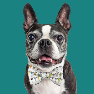 Cocktails Dog Bow Tie: Machine Washable Pet Bowtie